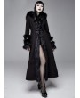 Devil Fashion Black Gothic Fur Winter Warm Long Hooded Coat for Women