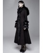 Devil Fashion Black Gothic Fur Winter Warm Long Hooded Coat for Women