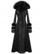 Devil Fashion Black Gothic Fur Winter Warm Long Hooded Coat for Women