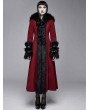 Devil Fashion Red and Black Gothic Fur Winter Warm Long Hooded Coat for Women