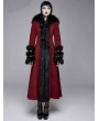 Devil Fashion Red and Black Gothic Fur Winter Warm Long Hooded Coat for Women