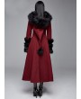 Devil Fashion Red and Black Gothic Fur Winter Warm Long Hooded Coat for Women