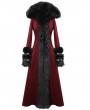 Devil Fashion Red and Black Gothic Fur Winter Warm Long Hooded Coat for Women