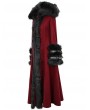 Devil Fashion Red and Black Gothic Fur Winter Warm Long Hooded Coat for Women