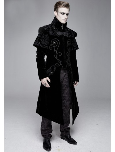 Devil Fashion Men Gothic Vintage Victorian Velvet Long Tailcoat Party Wedding Jacket