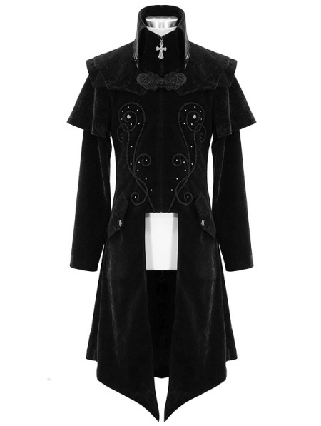 Devil Fashion Black Gothic Victorian Vintage Long Velvet Tailcoat for ...