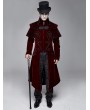 Devil Fashion Red Gothic Victorian Vintage Long Velvet Tailcoat for Men