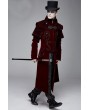 Devil Fashion Red Gothic Victorian Vintage Long Velvet Tailcoat for Men