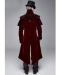 Devil Fashion Red Gothic Victorian Vintage Long Velvet Tailcoat for Men