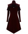 Devil Fashion Red Gothic Victorian Vintage Long Velvet Tailcoat for Men