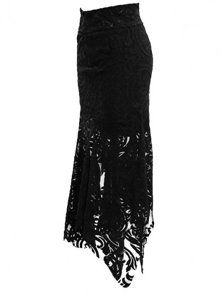 Devil Fashion Black Vintage Pattern Gothic Irregular Fishtail Skirt ...