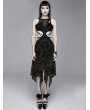 Devil Fashion Black Vintage Pattern Sexy Gothic Hollow-out Irregular Dress