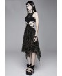 Devil Fashion Black Vintage Pattern Sexy Gothic Hollow-out Irregular Dress