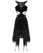 Devil Fashion Black Vintage Pattern Sexy Gothic Hollow-out Irregular Dress
