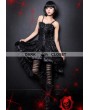 Pentagramme Black Rose Pattern Spaghetti Straps High-Low Gothic Dress