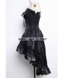 Pentagramme Black Rose Pattern Spaghetti Straps High-Low Gothic Dress