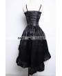 Pentagramme Black Rose Pattern Spaghetti Straps High-Low Gothic Dress