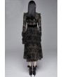 Devil Fashion Black Vintage Pattern Sexy Gothic Long Sleeve High-Low Dress