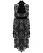 Devil Fashion Black Vintage Pattern Sexy Gothic Long Sleeve High-Low Dress