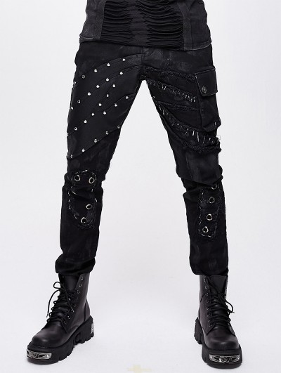 Devil Fashion Punk Gothic Men Long Pants Victorian Casual Dress Pants Black Party Trousers