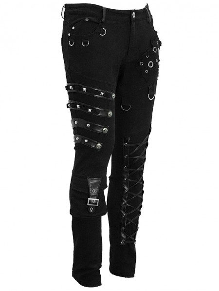 Devil Fashion Black Gothic Punk Metal Long Pants for Men - DarkinCloset.com