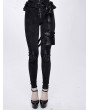 Devil Fashion Black Women's Gothic Punk Rivet Long Trousers with Detachable Pocket