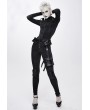 Devil Fashion Black Women's Gothic Punk Rivet Long Trousers with Detachable Pocket