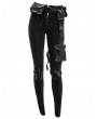 Devil Fashion Black Women's Gothic Punk Rivet Long Trousers with Detachable Pocket