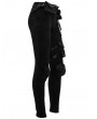 Devil Fashion Black Women's Gothic Punk Rivet Long Trousers with Detachable Pocket