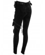 Devil Fashion Black Women's Gothic Punk Rivet Long Trousers with Detachable Pocket