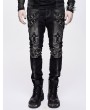 Devil Fashion Black and Sliver Gothic Punk Metal Cross Long Trousers for Men