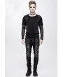 Devil Fashion Black and Sliver Gothic Punk Metal Cross Long Trousers for Men