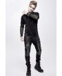 Devil Fashion Black and Sliver Gothic Punk Metal Cross Long Trousers for Men