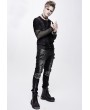 Devil Fashion Black and Sliver Gothic Punk Metal Cross Long Trousers for Men