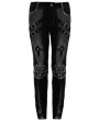 Devil Fashion Black and Sliver Gothic Punk Metal Cross Long Trousers for Men