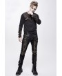 Devil Fashion Black and Bronze Gothic Punk Metal Cross Long Trousers for Men