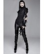 Devil Fashion Black Gothic One-Shoulder Asymmetric Blouse for Women