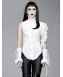 Devil Fashion White Gothic One-Shoulder Asymmetric Blouse for Women