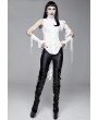 Devil Fashion White Gothic One-Shoulder Asymmetric Blouse for Women
