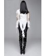 Devil Fashion White Gothic One-Shoulder Asymmetric Blouse for Women