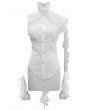 Devil Fashion White Gothic One-Shoulder Asymmetric Blouse for Women