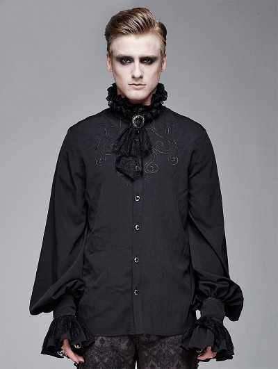 Devil Fashion Black Vintage Gothic Palace Bowtie Shirt for Men