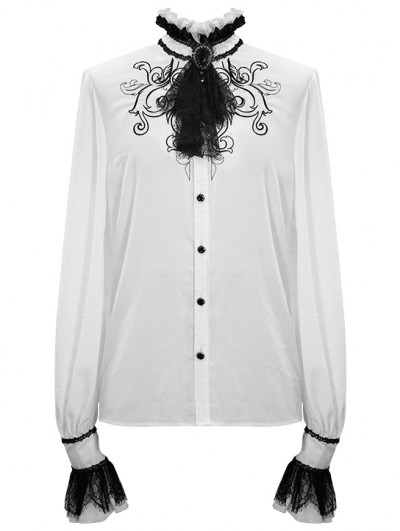 Devil Fashion White Vintage Gothic Palace Bowtie Shirt for Men