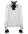 Devil Fashion White Vintage Gothic Palace Bowtie Shirt for Men