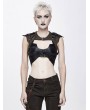 Devil Fashion Black and Brown PU Leather Gothic Punk Sexy Top for Women