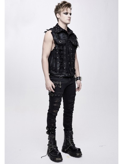 Devil Fashion Black Gothic Punk Rock Skull Vest Top for Men -  