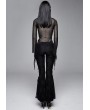 Devil Fashion Black Gothic Sexy Long Sleeve Transparent T-Shirt for Women