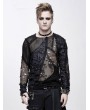 Devil Fashion Black Gothic Punk Net Skull Long Sleeve T-Shirt for Men