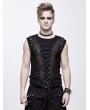 Devil Fashion Black Gothic Punk Front Stap Sleeveless T-Shirt for Men