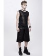 Devil Fashion Black Gothic Punk Front Stap Sleeveless T-Shirt for Men